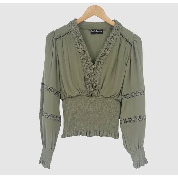 Scarlet Darkness Renaissance Peasant Blouse Green Size Small - Picture 2 of 6